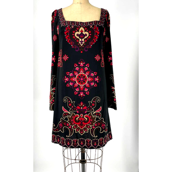 INC International Concepts Black Printed Square Neck Shift Dress Size Medium M - Picture 1 of 6